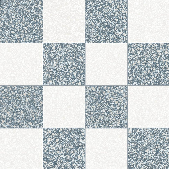 Terrazzo 2.0 24"x24" Checkerboard Pop White & Pop Blue Porcelain Matte Tile