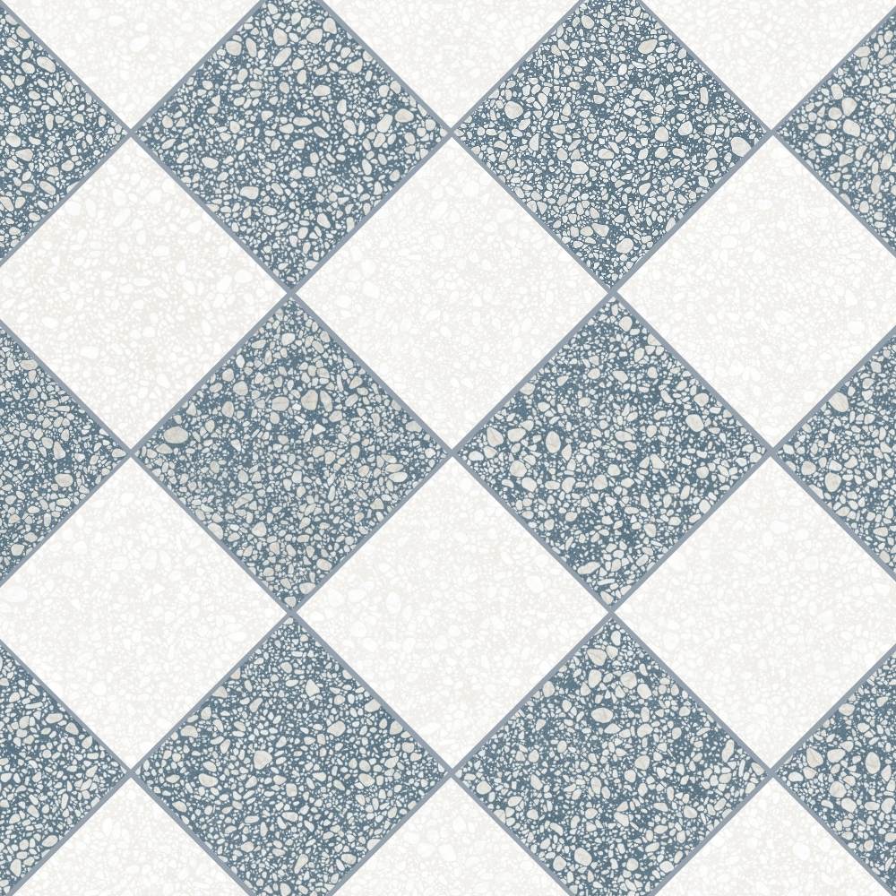 Terrazzo 2.0 24"x24" Checkerboard Pop White & Pop Blue Porcelain Matte Tile