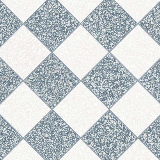 Terrazzo 2.0 24"x24" Checkerboard Pop White & Pop Blue Porcelain Matte Tile