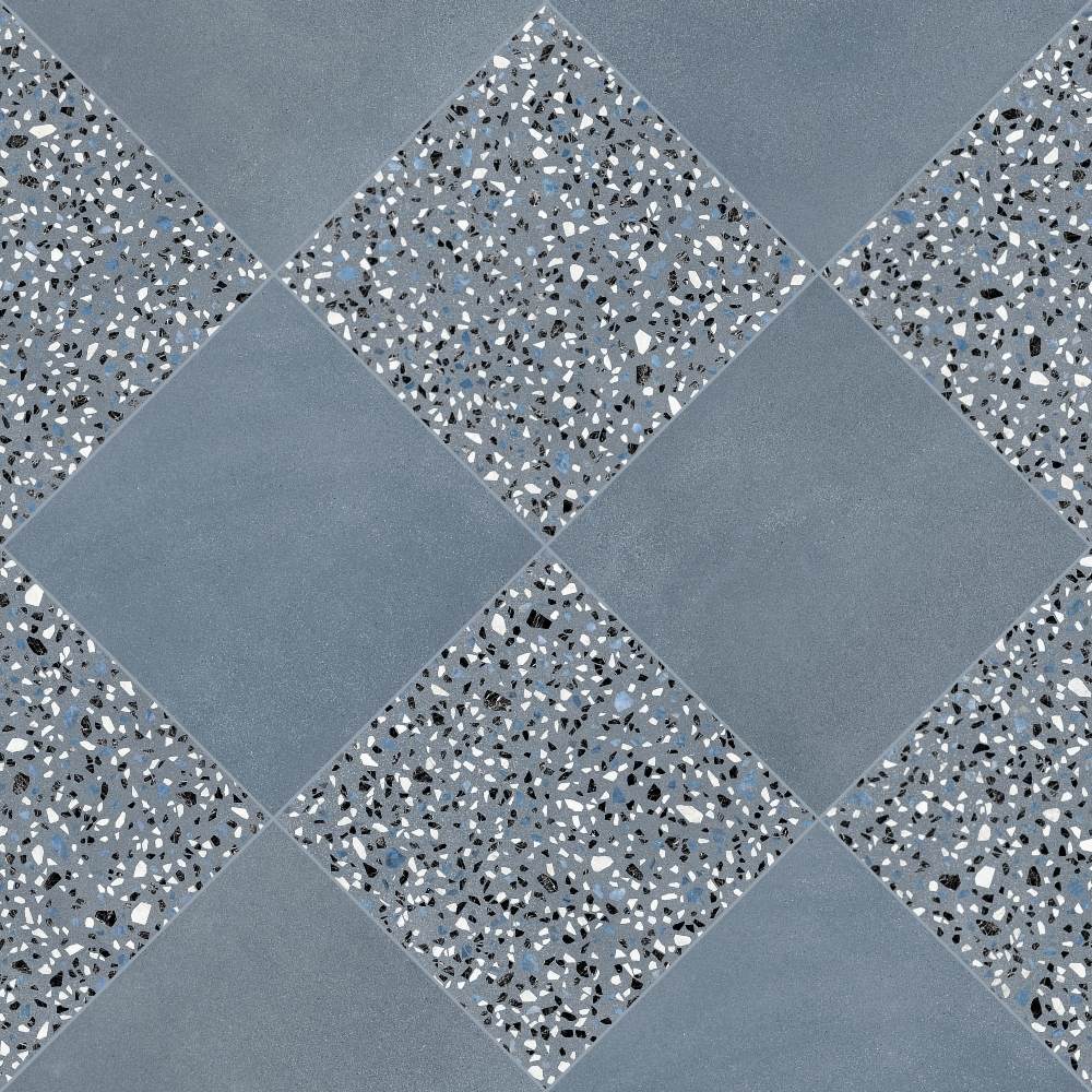 Terrazzo 2.0 24"x24" Checkerboard Minimal Blue & Classic Blue Porcelain Matte Tile