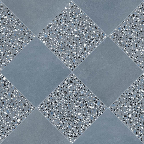 Terrazzo 2.0 24"x24" Checkerboard Minimal Blue & Classic Blue Porcelain Matte Tile