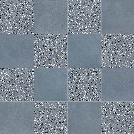 Terrazzo 2.0 24"x24" Checkerboard Minimal Blue & Classic Blue Porcelain Matte Tile