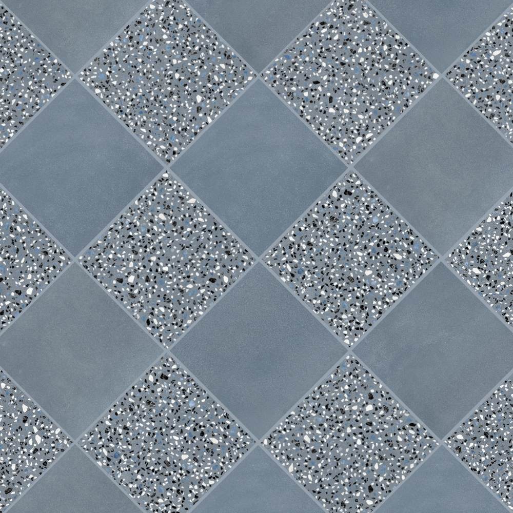 Terrazzo 2.0 24"x24" Checkerboard Minimal Blue & Classic Blue Porcelain Matte Tile