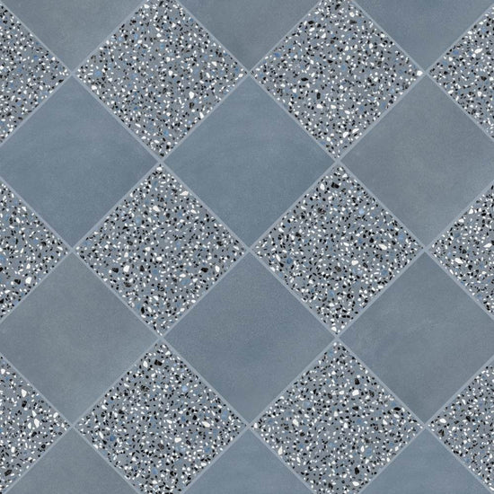 Terrazzo 2.0 24"x24" Checkerboard Minimal Blue & Classic Blue Porcelain Matte Tile