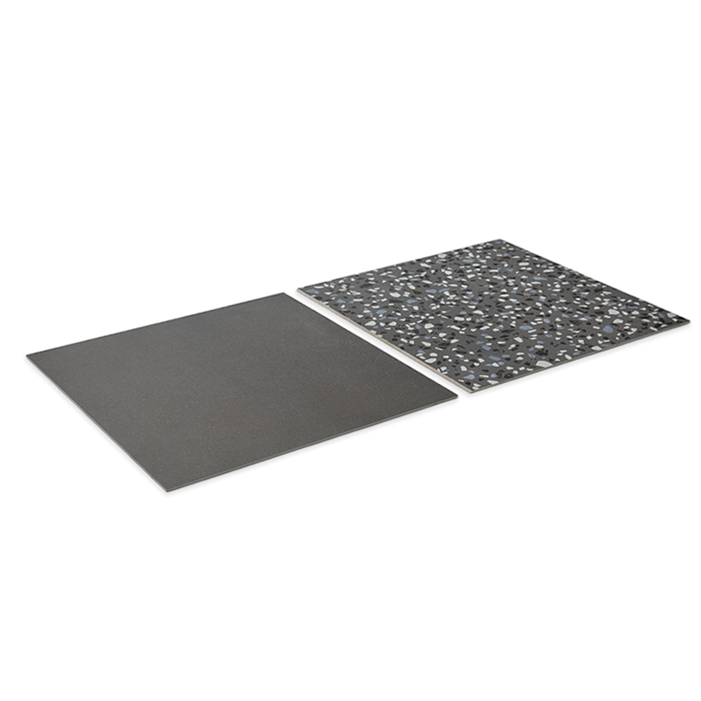 Terrazzo 2.0 24"x24" Checkerboard Minimal Dk Grey & Classic Dk Grey Porcelain Matte Tile