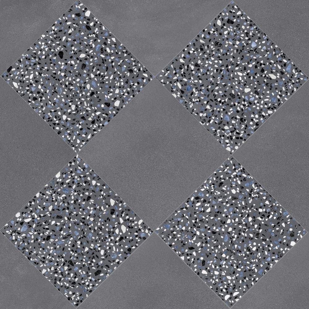 Terrazzo 2.0 24"x24" Checkerboard Minimal Dk Grey & Classic Dk Grey Porcelain Matte Tile
