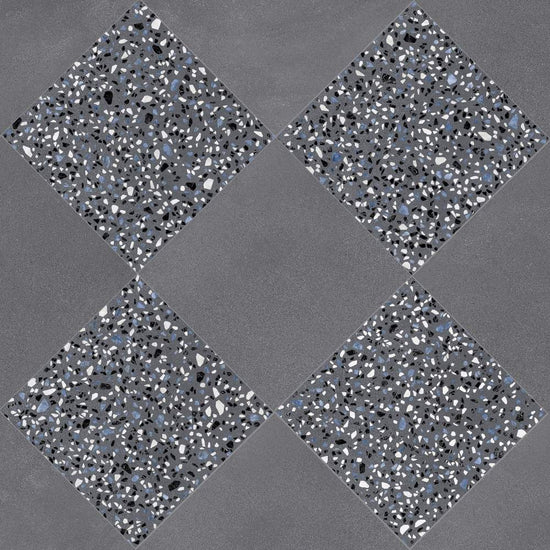 Terrazzo 2.0 24"x24" Checkerboard Minimal Dk Grey & Classic Dk Grey Porcelain Matte Tile