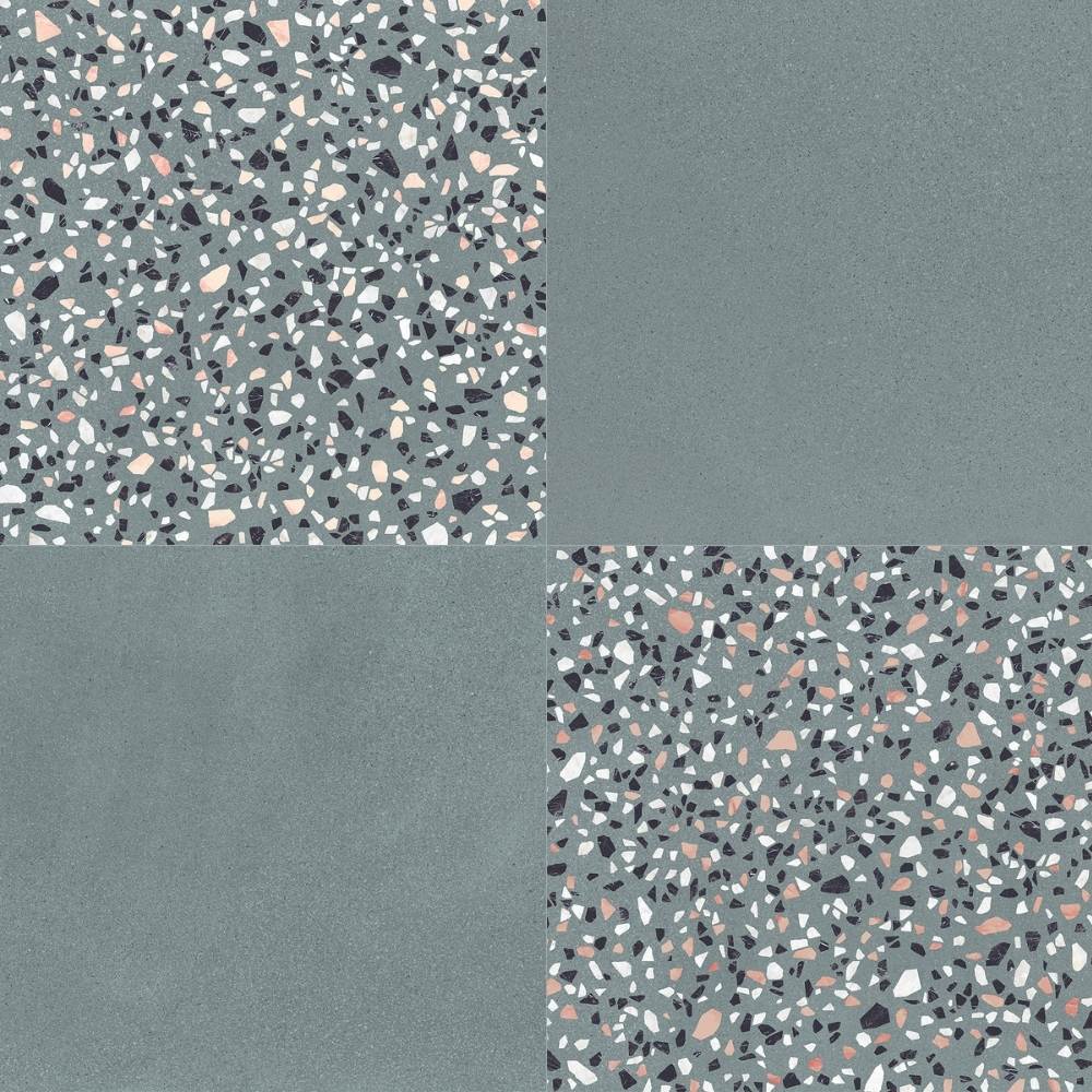Terrazzo 2.0 24"x24" Checkerboard Minimal Green & Classic Green Porcelain Matte Tile