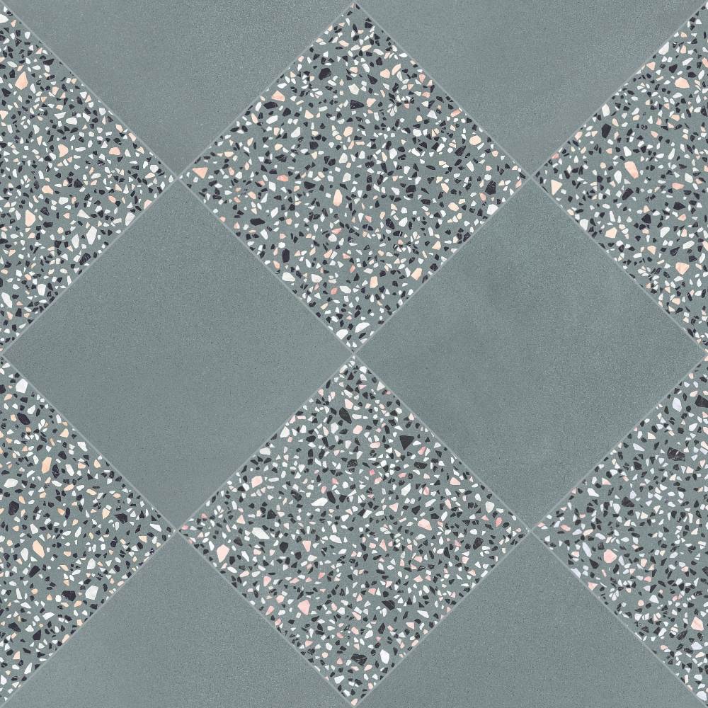 Terrazzo 2.0 24"x24" Checkerboard Minimal Green & Classic Green Porcelain Matte Tile