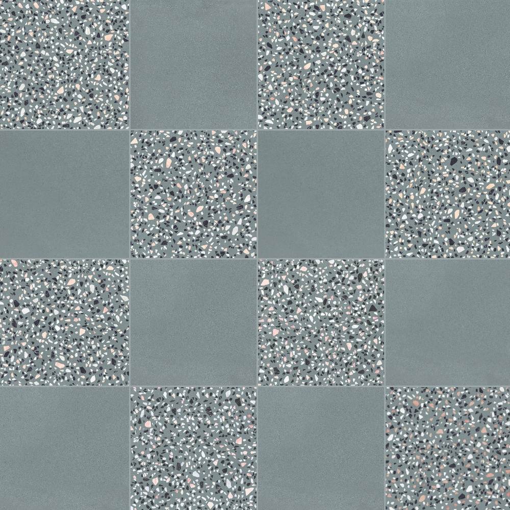 Terrazzo 2.0 24"x24" Checkerboard Minimal Green & Classic Green Porcelain Matte Tile