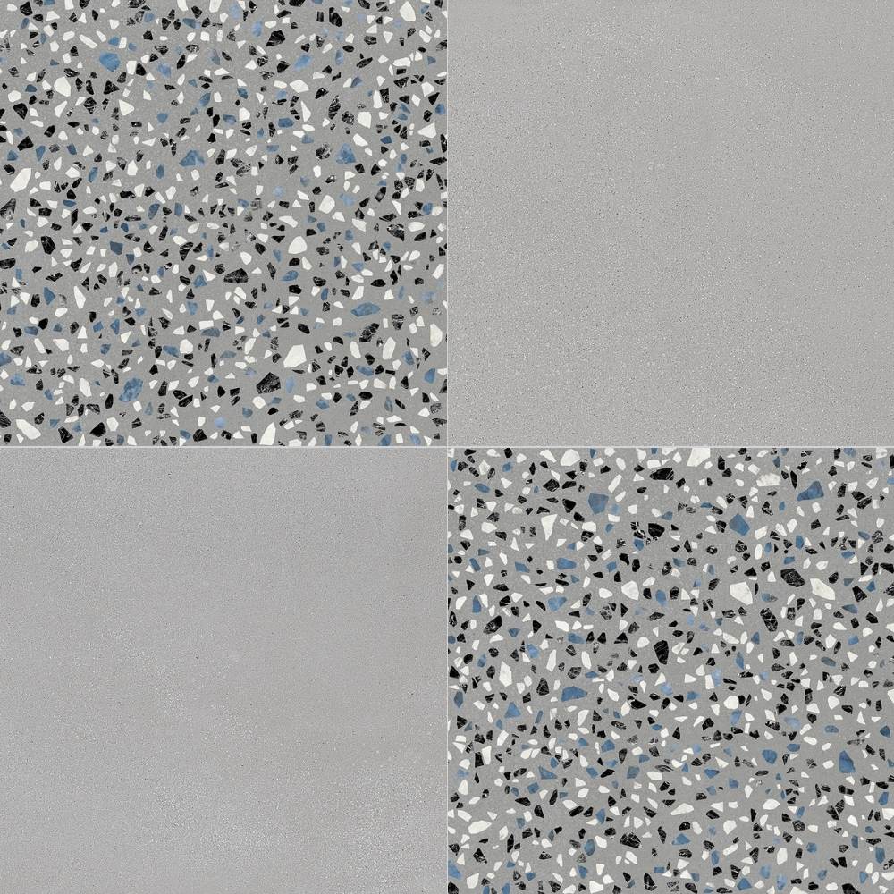 Terrazzo 2.0 24"x24" Checkerboard Minimal Grey & Classic Grey Porcelain Matte Tile