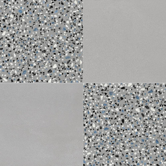 Terrazzo 2.0 24"x24" Checkerboard Minimal Grey & Classic Grey Porcelain Matte Tile