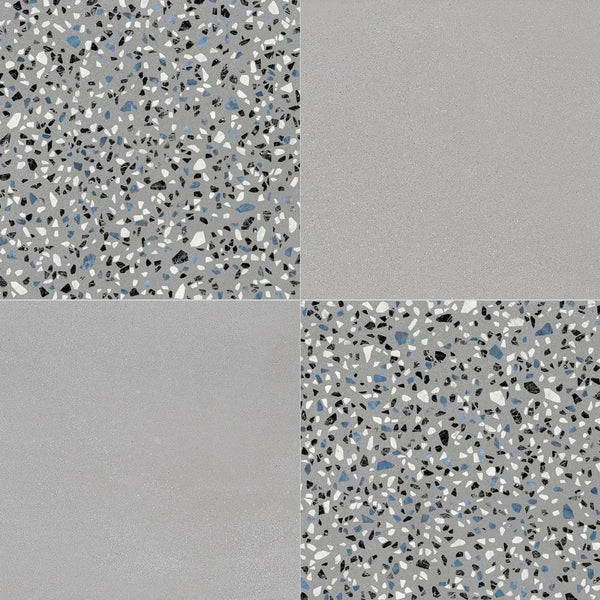 Terrazzo 2.0 24"x24" Checkerboard Minimal Grey & Classic Grey Porcelain Matte Tile