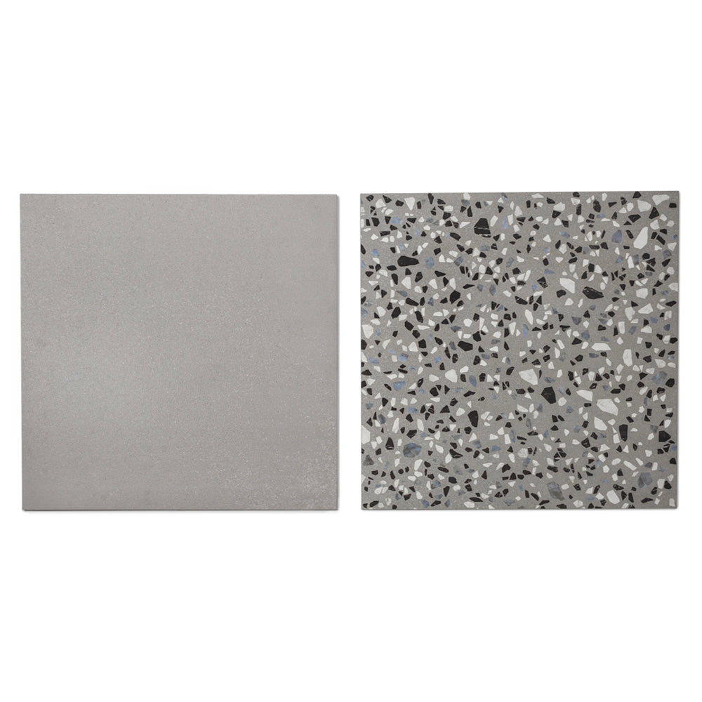Terrazzo 2.0 24"x24" Checkerboard Minimal Grey & Classic Grey Porcelain Matte Tile