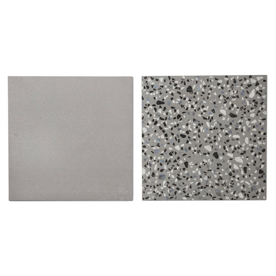Terrazzo 2.0 24"x24" Checkerboard Minimal Grey & Classic Grey Porcelain Matte Tile