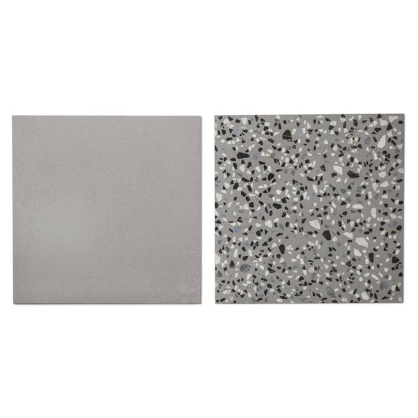 Terrazzo 2.0 24"x24" Checkerboard Minimal Grey & Classic Grey Porcelain Matte Tile