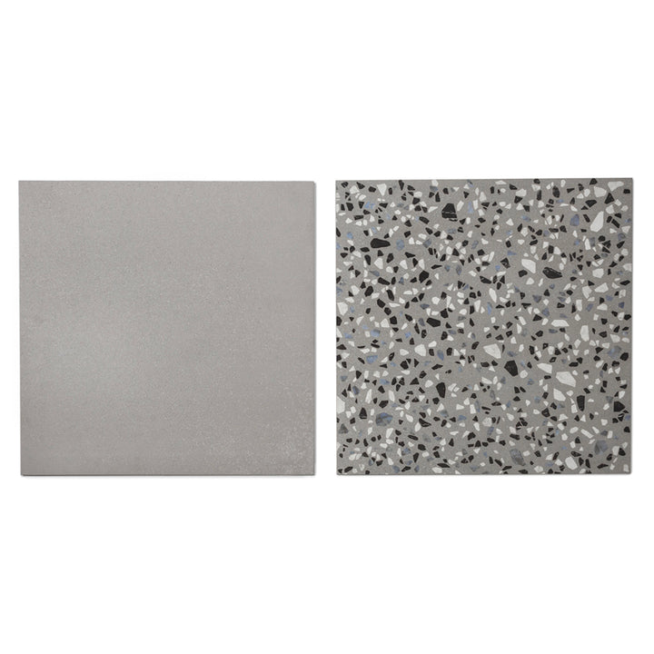 Terrazzo 2.0 24"x24" Checkerboard Minimal Grey & Classic Grey Porcelain Matte Tile