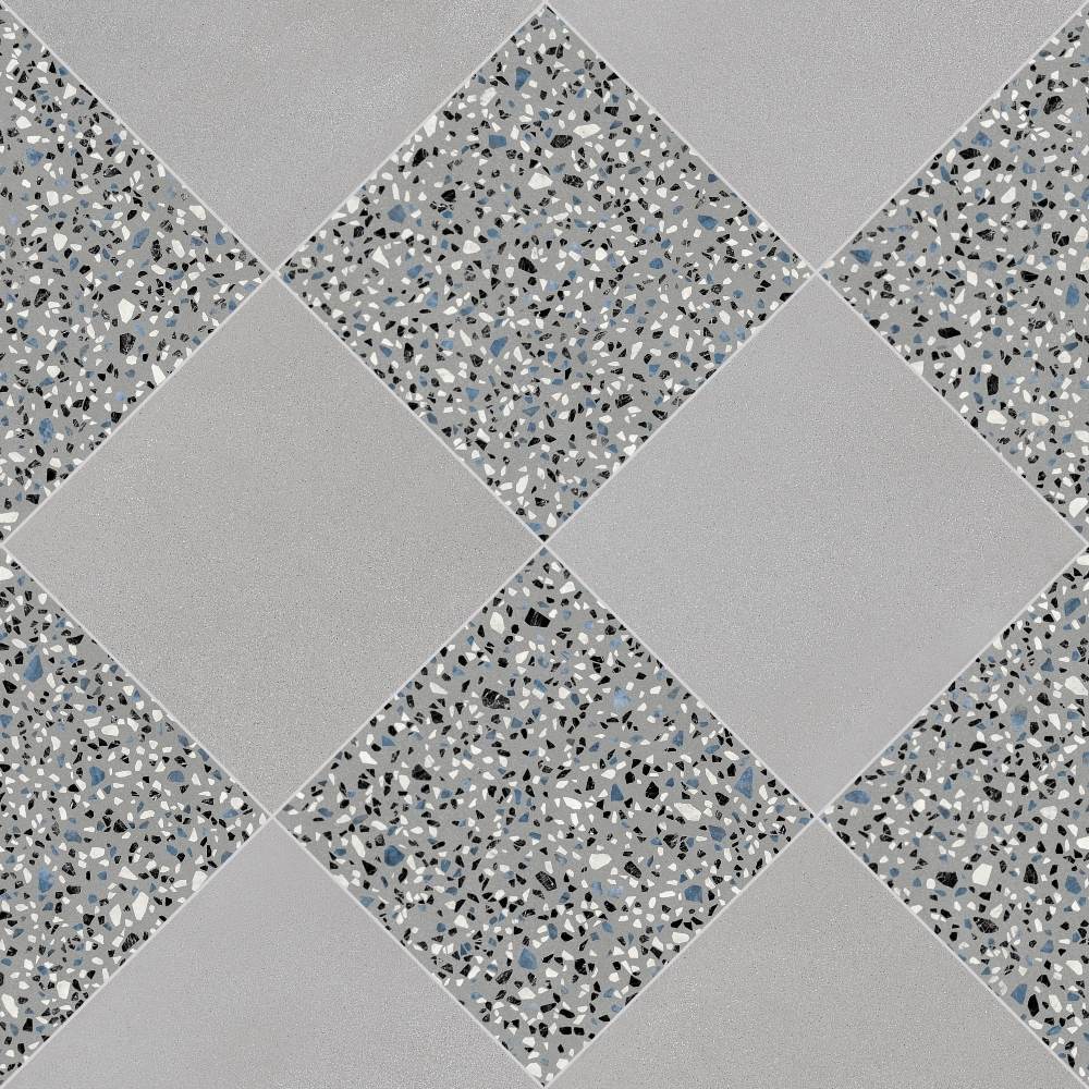 Terrazzo 2.0 24"x24" Checkerboard Minimal Grey & Classic Grey Porcelain Matte Tile