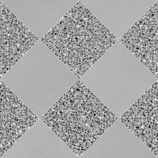 Terrazzo 2.0 24"x24" Checkerboard Minimal Grey & Classic Grey Porcelain Matte Tile