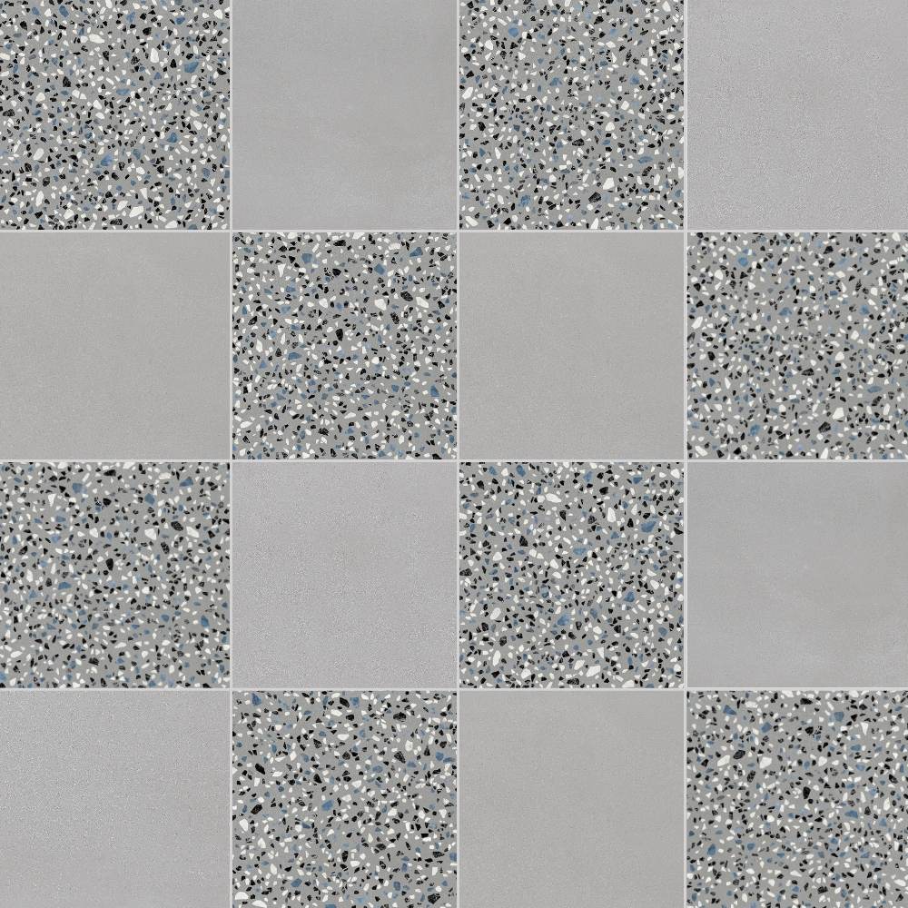 Terrazzo 2.0 24"x24" Checkerboard Minimal Grey & Classic Grey Porcelain Matte Tile