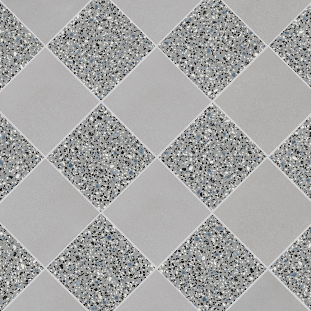 Terrazzo 2.0 24"x24" Checkerboard Minimal Grey & Classic Grey Porcelain Matte Tile