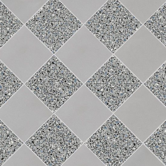 Terrazzo 2.0 24"x24" Checkerboard Minimal Grey & Classic Grey Porcelain Matte Tile