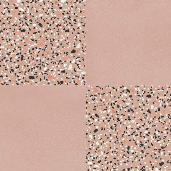 Terrazzo 2.0 24"x24" Checkerboard Minimal Pink & Classic Pink Porcelain Matte Tile