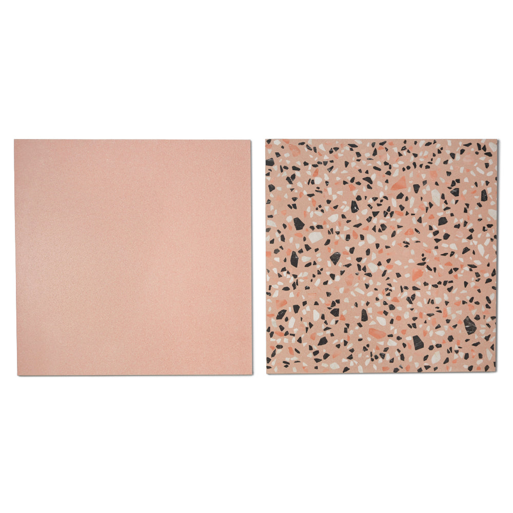 Terrazzo 2.0 24"x24" Checkerboard Minimal Pink & Classic Pink Porcelain Matte Tile