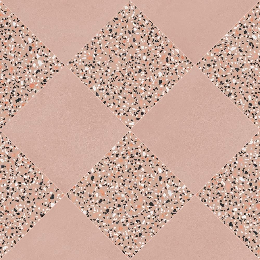 Terrazzo 2.0 24"x24" Checkerboard Minimal Pink & Classic Pink Porcelain Matte Tile