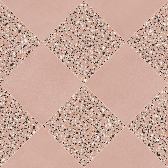 Terrazzo 2.0 24"x24" Checkerboard Minimal Pink & Classic Pink Porcelain Matte Tile