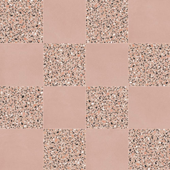 Terrazzo 2.0 24"x24" Checkerboard Minimal Pink & Classic Pink Porcelain Matte Tile