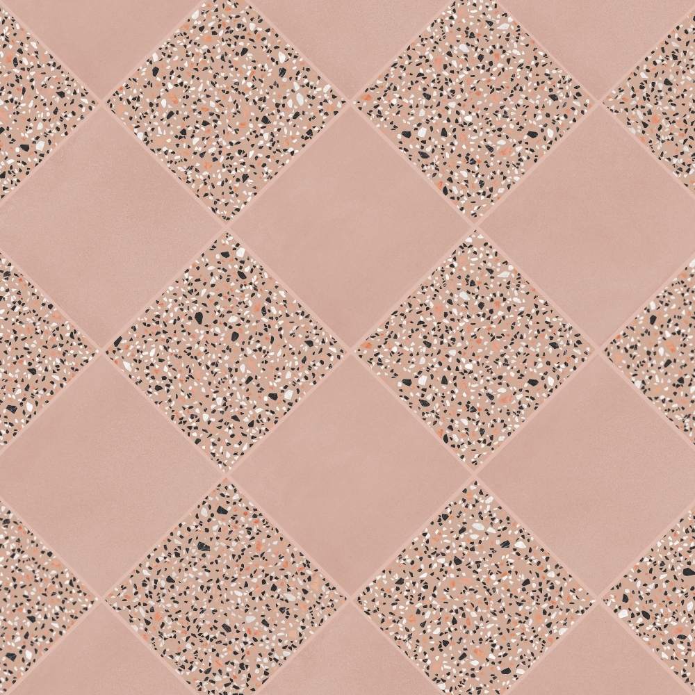 Terrazzo 2.0 24"x24" Checkerboard Minimal Pink & Classic Pink Porcelain Matte Tile