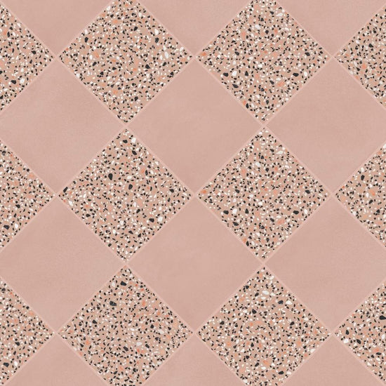 Terrazzo 2.0 24"x24" Checkerboard Minimal Pink & Classic Pink Porcelain Matte Tile