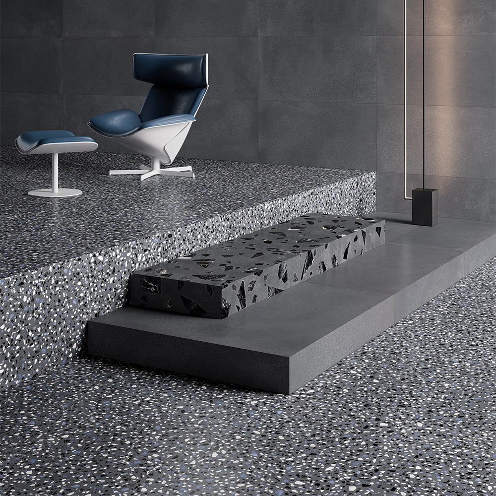 Terrazzo 2.0 24"x24" Classic Dk Grey Porcelain Matte Tile