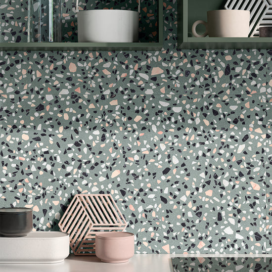 Terrazzo 2.0 24"x24" Classic Green Porcelain Matte Tile