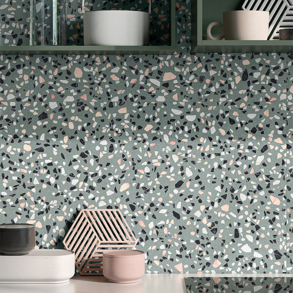 Terrazzo 2.0 24"x24" Classic Green Porcelain Matte Tile