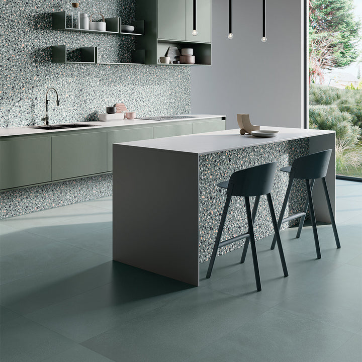 Terrazzo 2.0 24"x24" Minimal Green Porcelain Matte Tile
