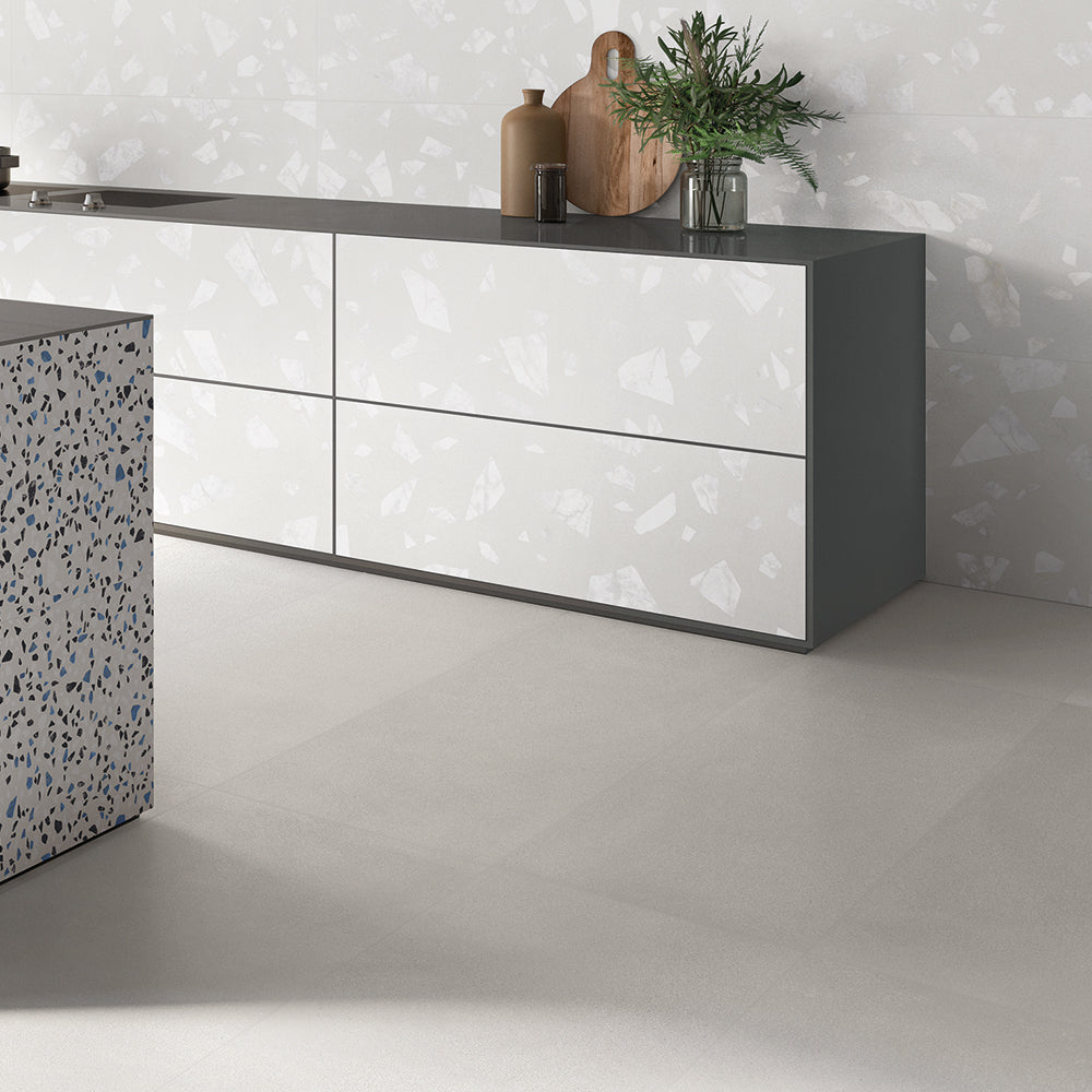Terrazzo 2.0 24"x24" Minimal White Porcelain Matte Tile