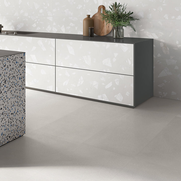 Terrazzo 2.0 24"x24" Minimal White Porcelain Matte Tile