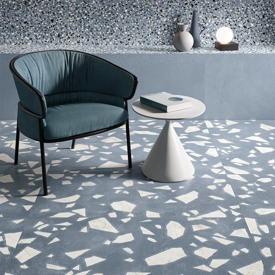 Terrazzo 2.0 24"x24" Rock Blue Porcelain Matte Tile