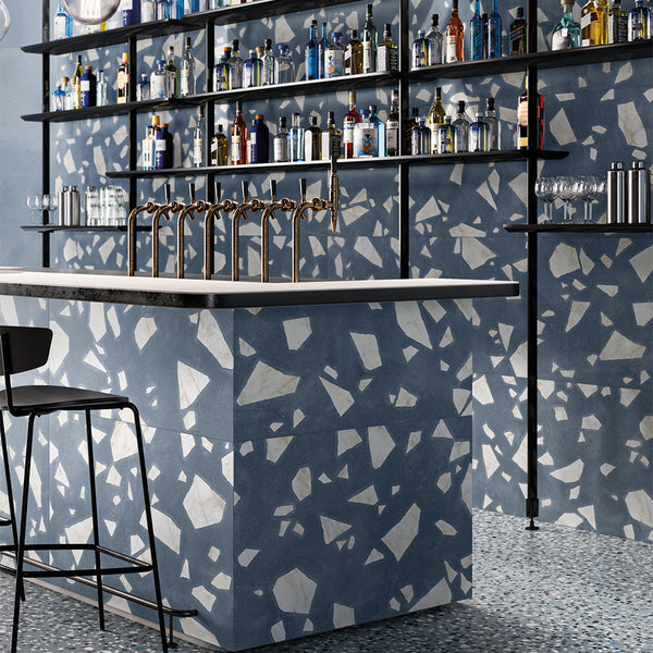 Terrazzo 2.0 24"x24" Rock Blue Porcelain Matte Tile