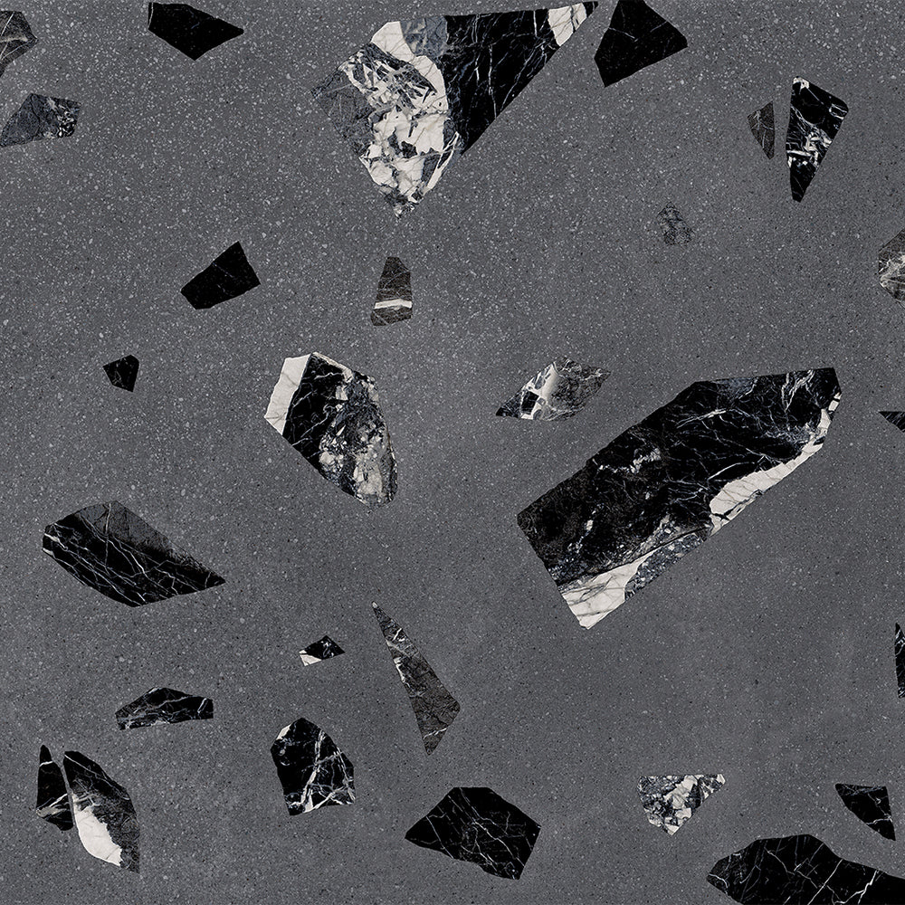 Terrazzo 2.0 24"x24" Rock Dk Grey Porcelain Matte Tile