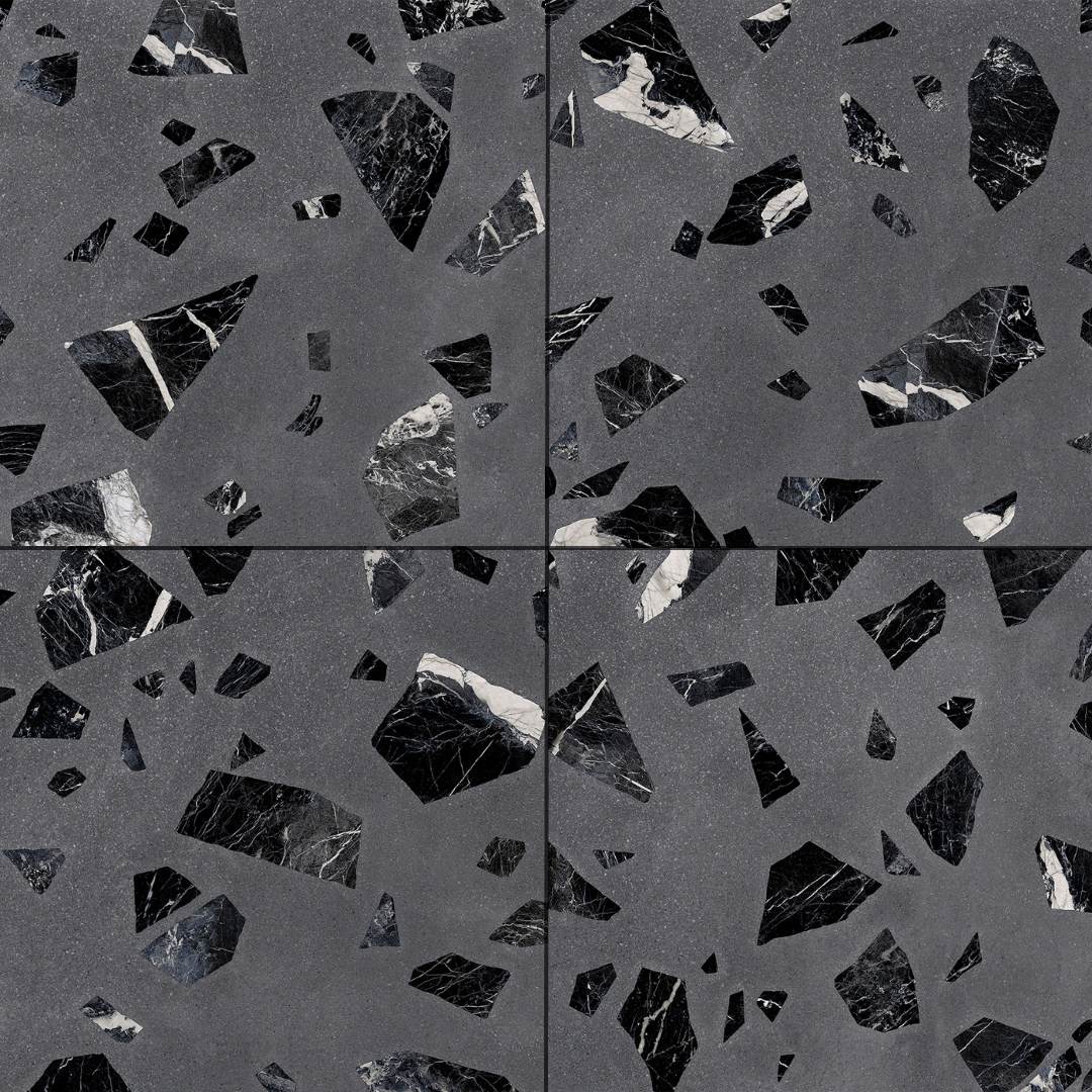 Terrazzo 2.0 24"x24" Rock Dk Grey Porcelain Matte Tile