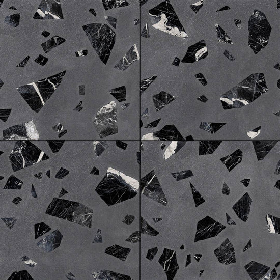 Terrazzo 2.0 24"x24" Rock Dk Grey Porcelain Matte Tile
