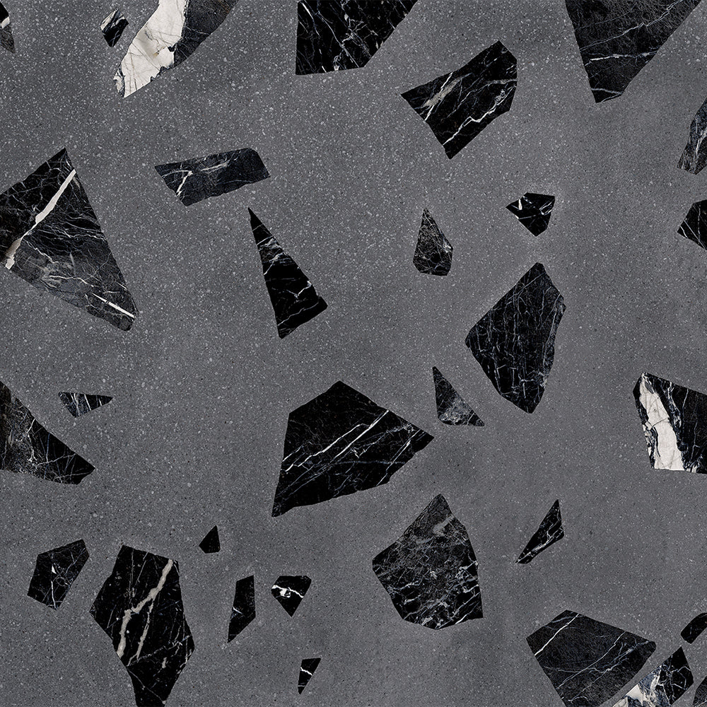 Terrazzo 2.0 24"x24" Rock Dk Grey Porcelain Matte Tile