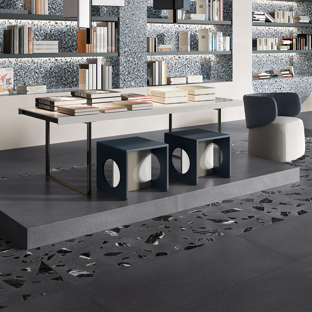 Terrazzo 2.0 24"x24" Rock Dk Grey Porcelain Matte Tile