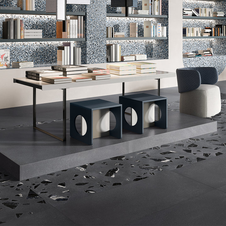 Terrazzo 2.0 24"x24" Rock Dk Grey Porcelain Matte Tile