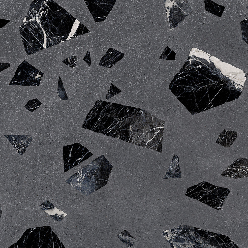Terrazzo 2.0 24"x24" Rock Dk Grey Porcelain Matte Tile