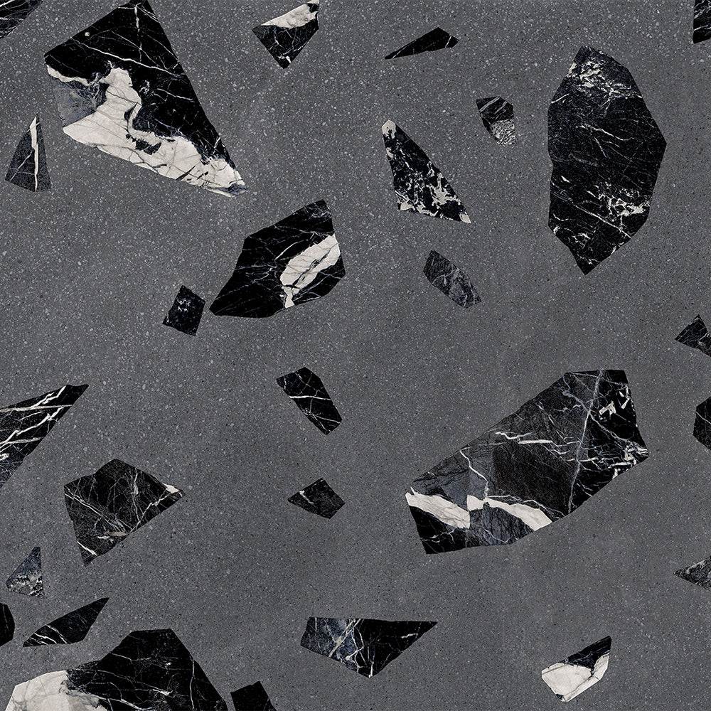 Terrazzo 2.0 24"x24" Rock Dk Grey Porcelain Matte Tile