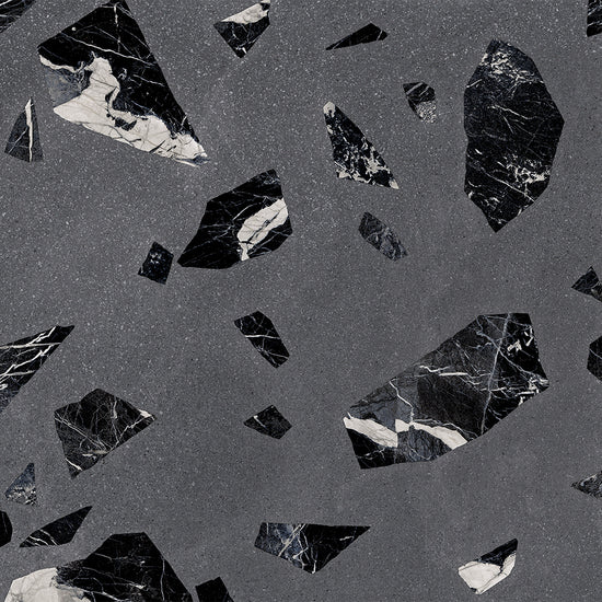 Terrazzo 2.0 24"x24" Rock Dk Grey Porcelain Matte Tile